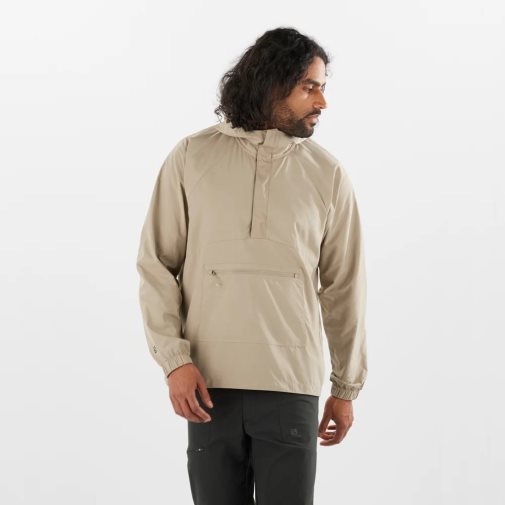 Beige Salomon Outlife Ripstop Half Zip Men's Windbreaker | PH 47908N